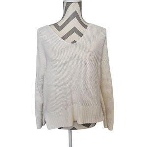 Lucky Brand Ivory Knit Sweater size Medium Coastal Indie Boho